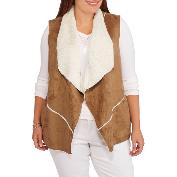 Maxwell Studio Fleece Lined Faux Sheepskin Fly Away Vest sz: 2X - Picture 2 of 8